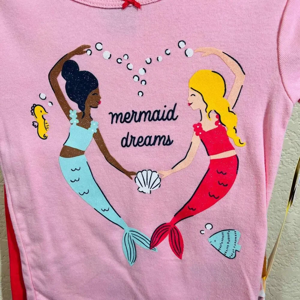 Carters Girl 24 months 4-Piece Pink Mermaid 100% Snug Fit Cotton Pajamas